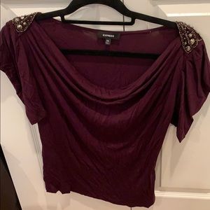 Beaded cowl neck top